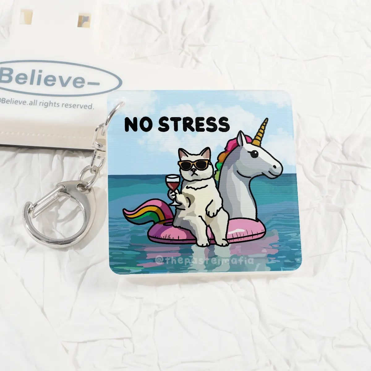 "all bless no stress" lenticular keychain