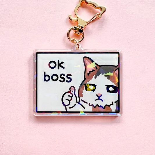 "ok boss" keychain