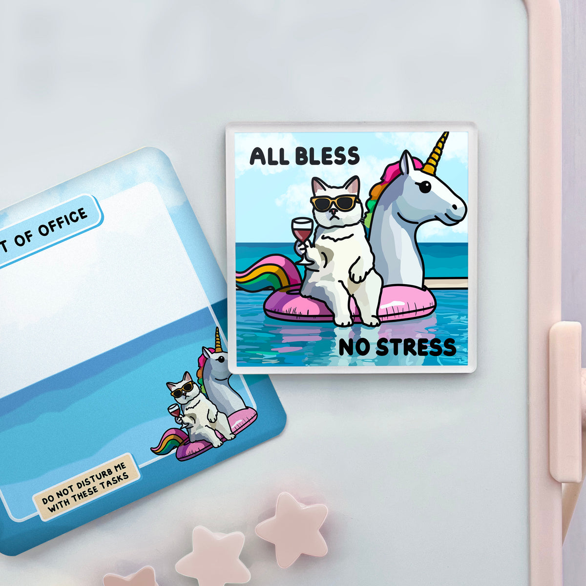 "all bless no stress" acrylic magnet
