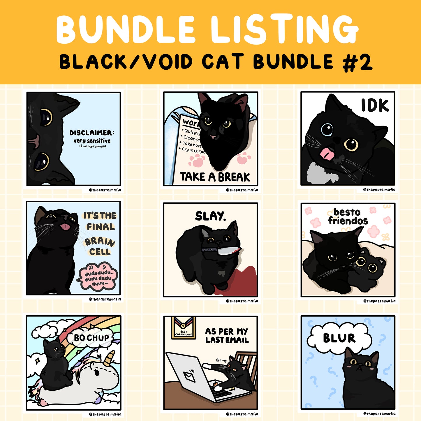 "black/void" cat meme sticker bundles