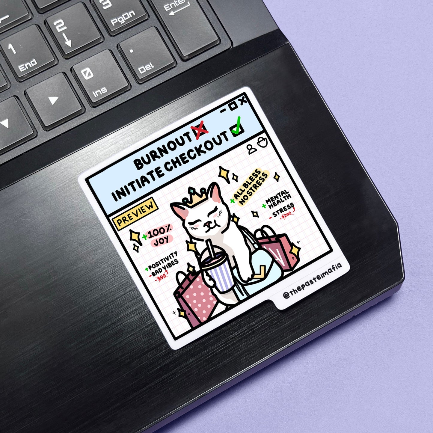 "burnout? initiate checkout" sticker