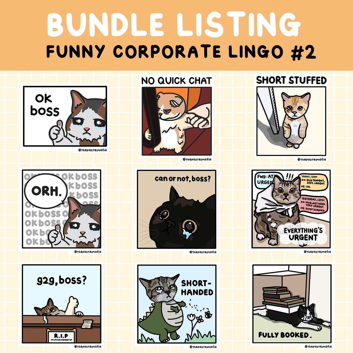 "funny corporate lingo" cat meme sticker bundles