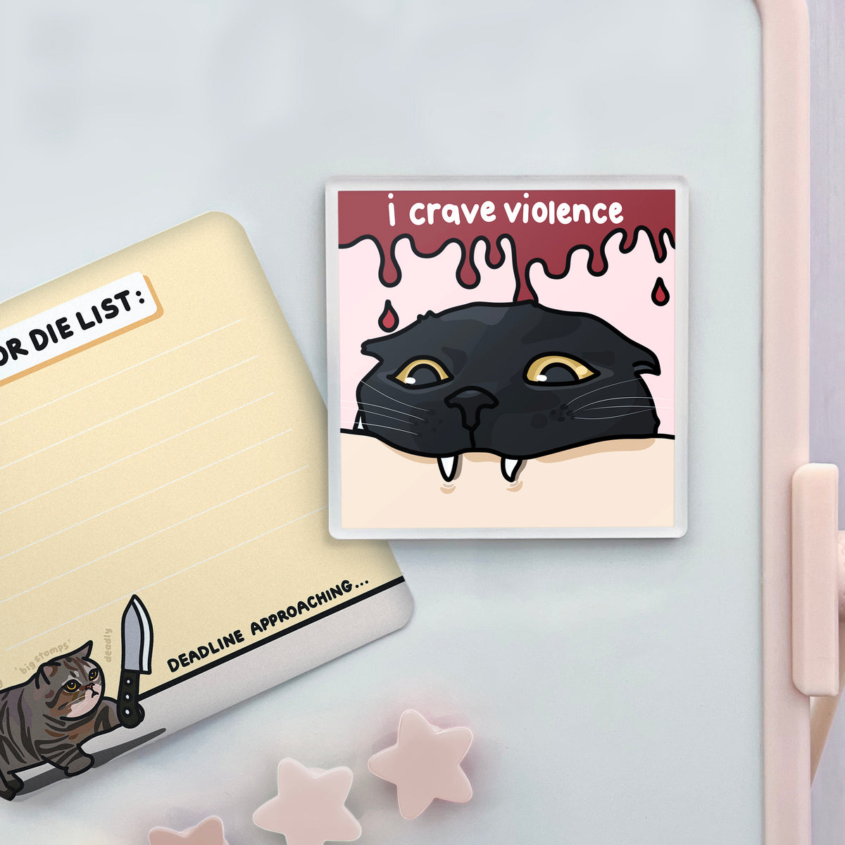 "i crave violence" acrylic magnet