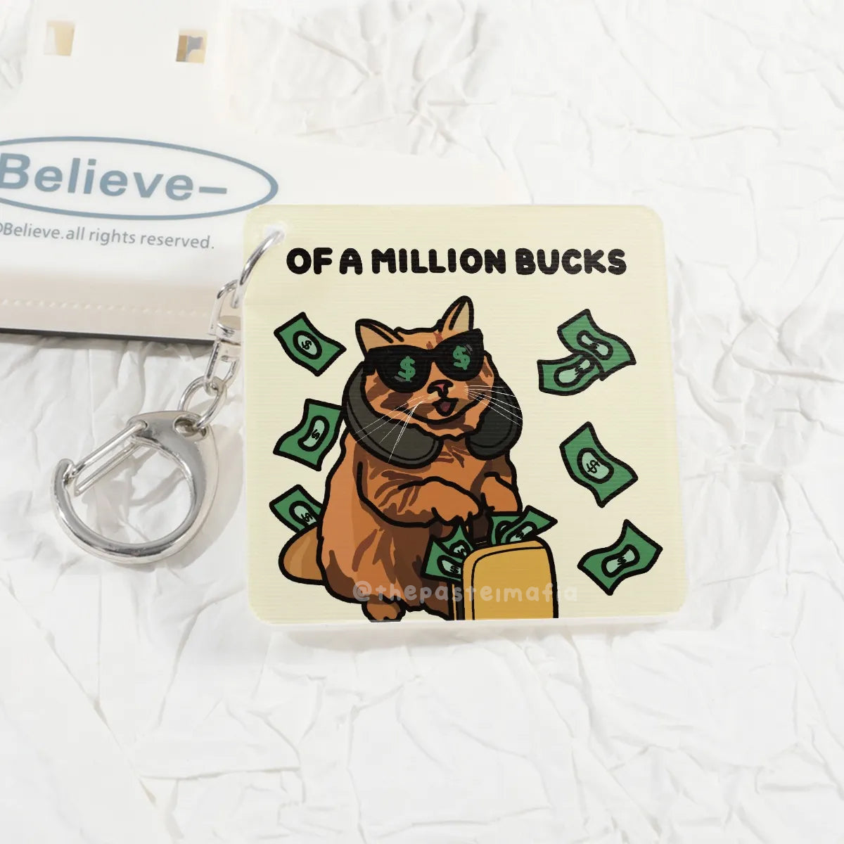 (limited) "i am worthy. of a million bucks." lenticular keychain