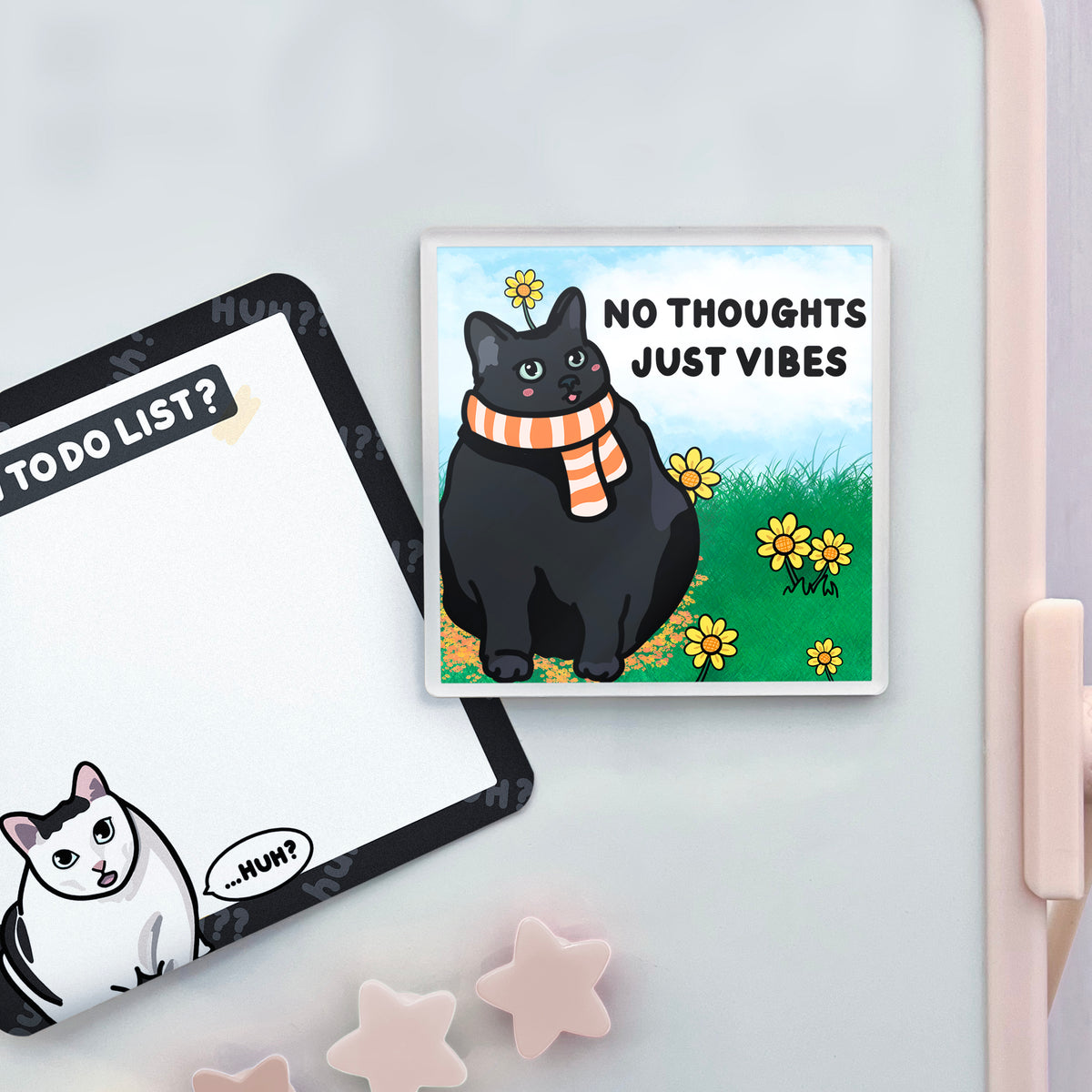 "no thoughts just vibes" acrylic magnet