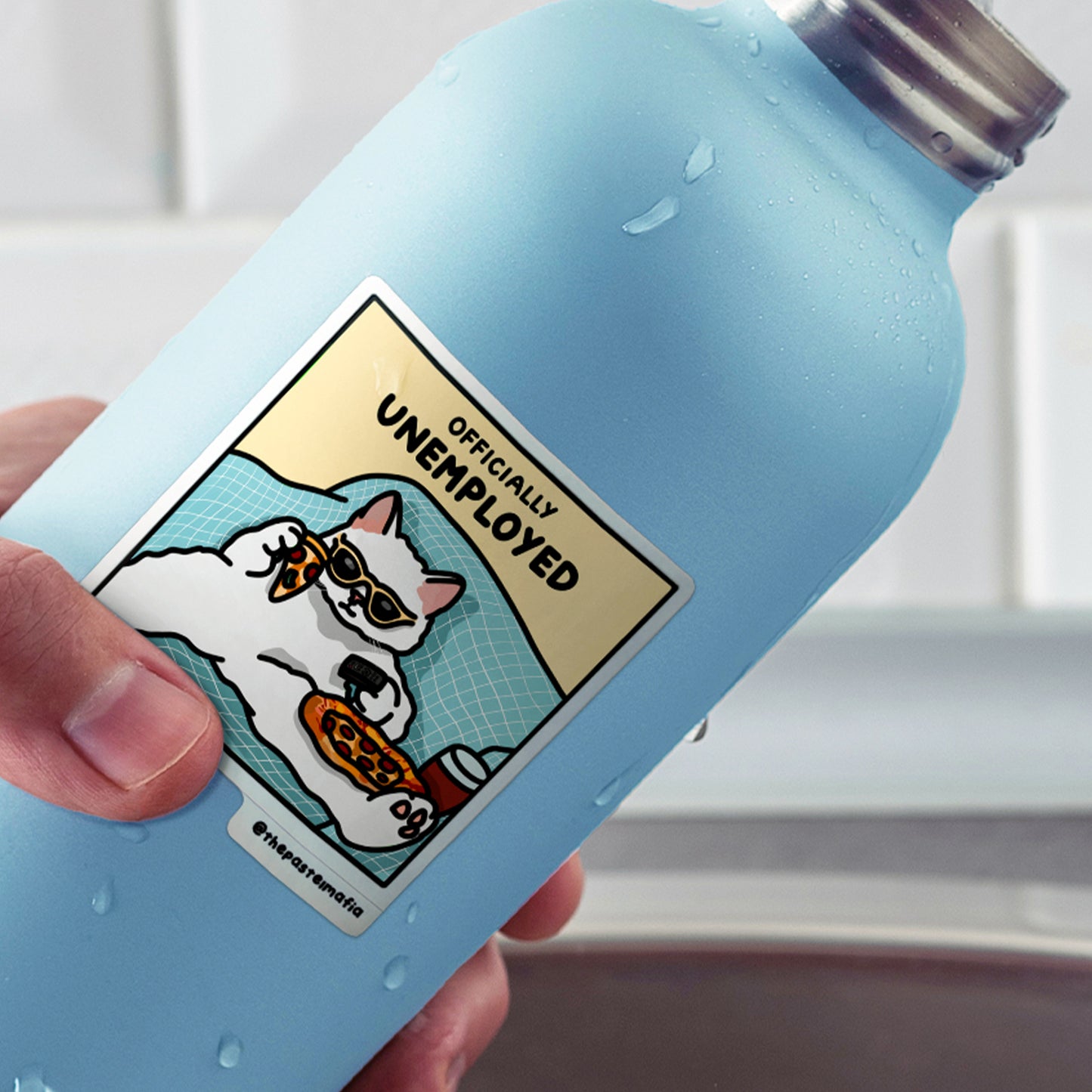 "officially unemployed" sticker