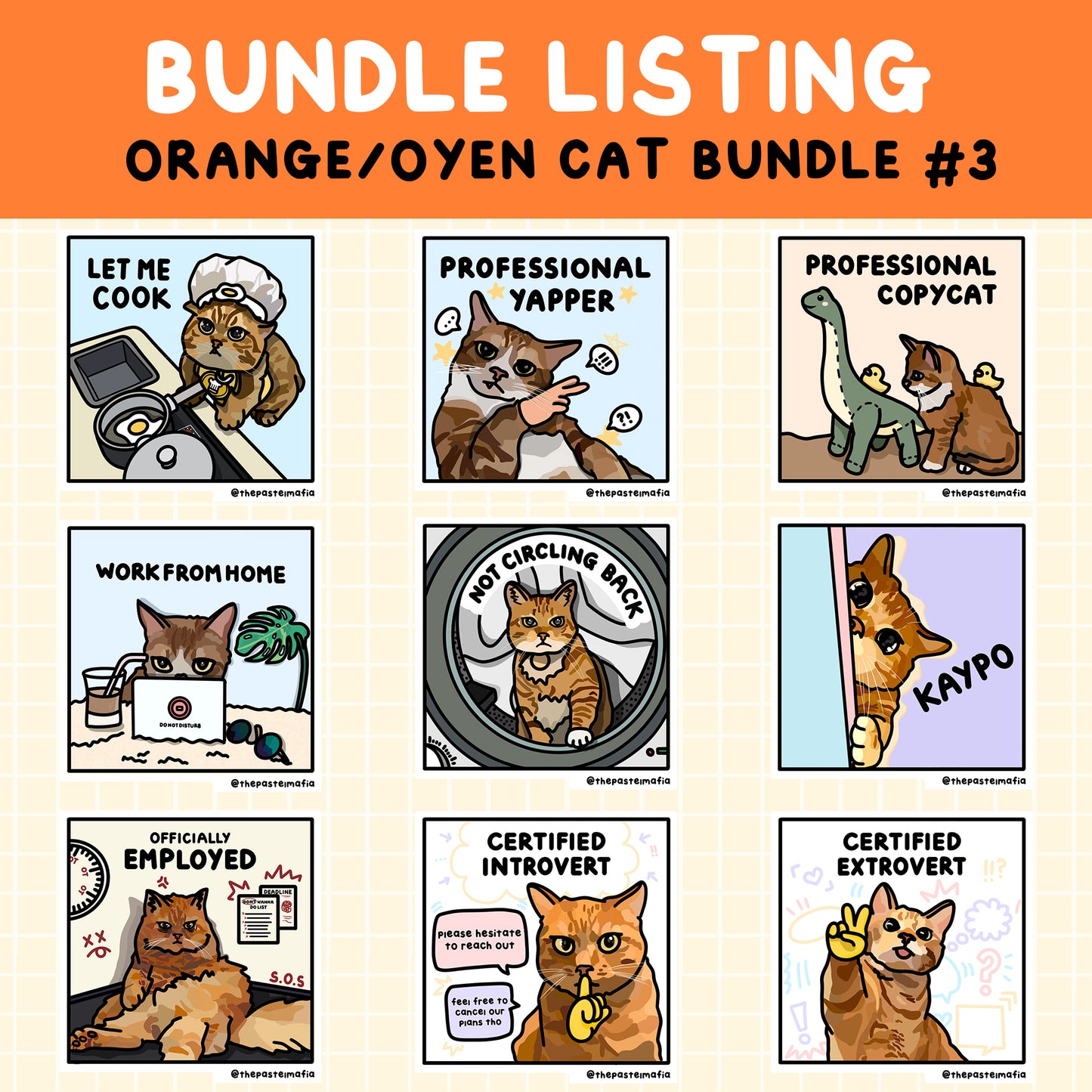 "orange/ginger" cat meme sticker bundles