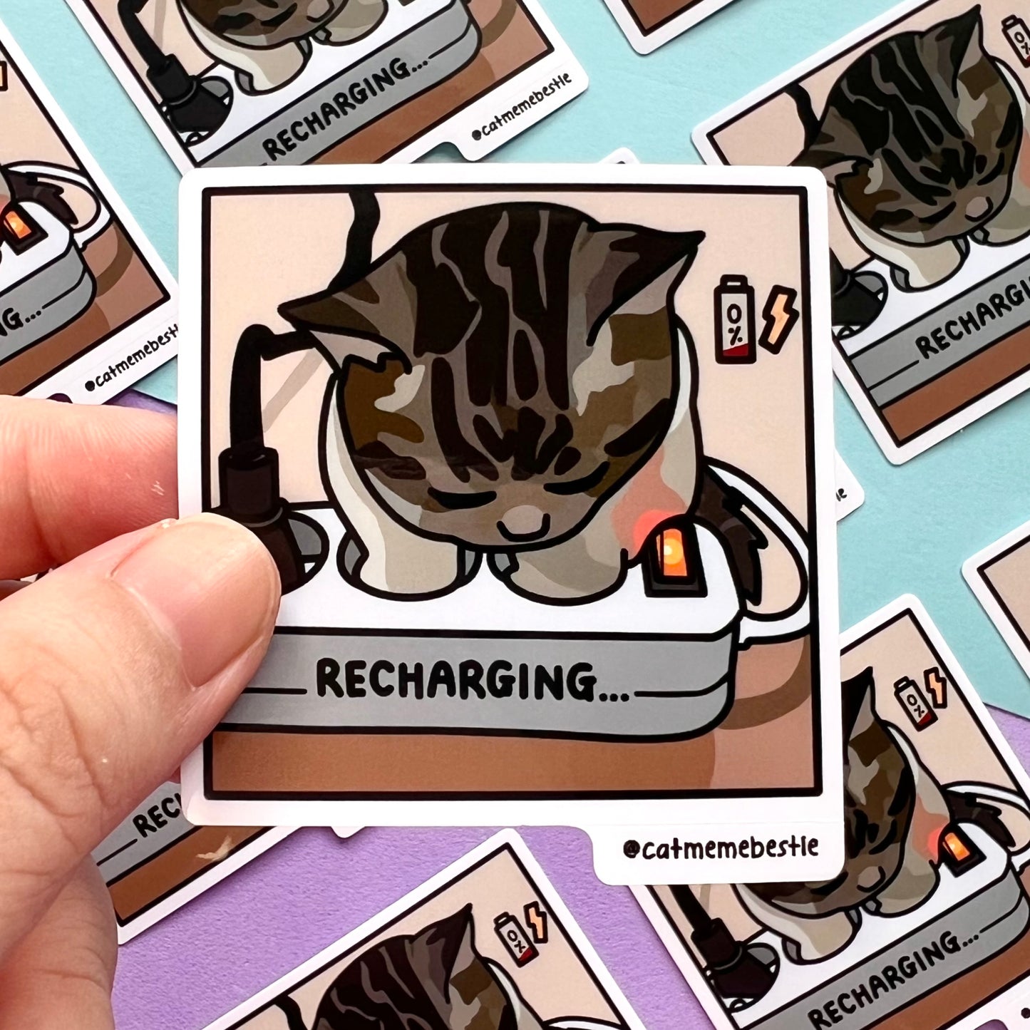 "recharging" sticker