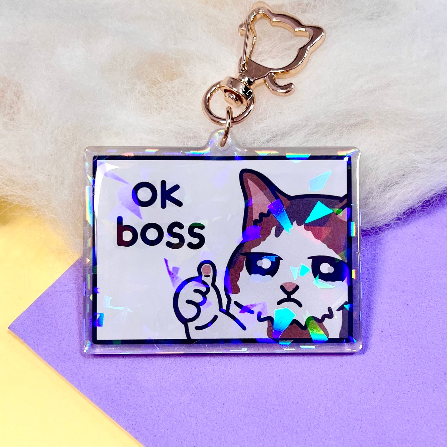 "ok boss" keychain