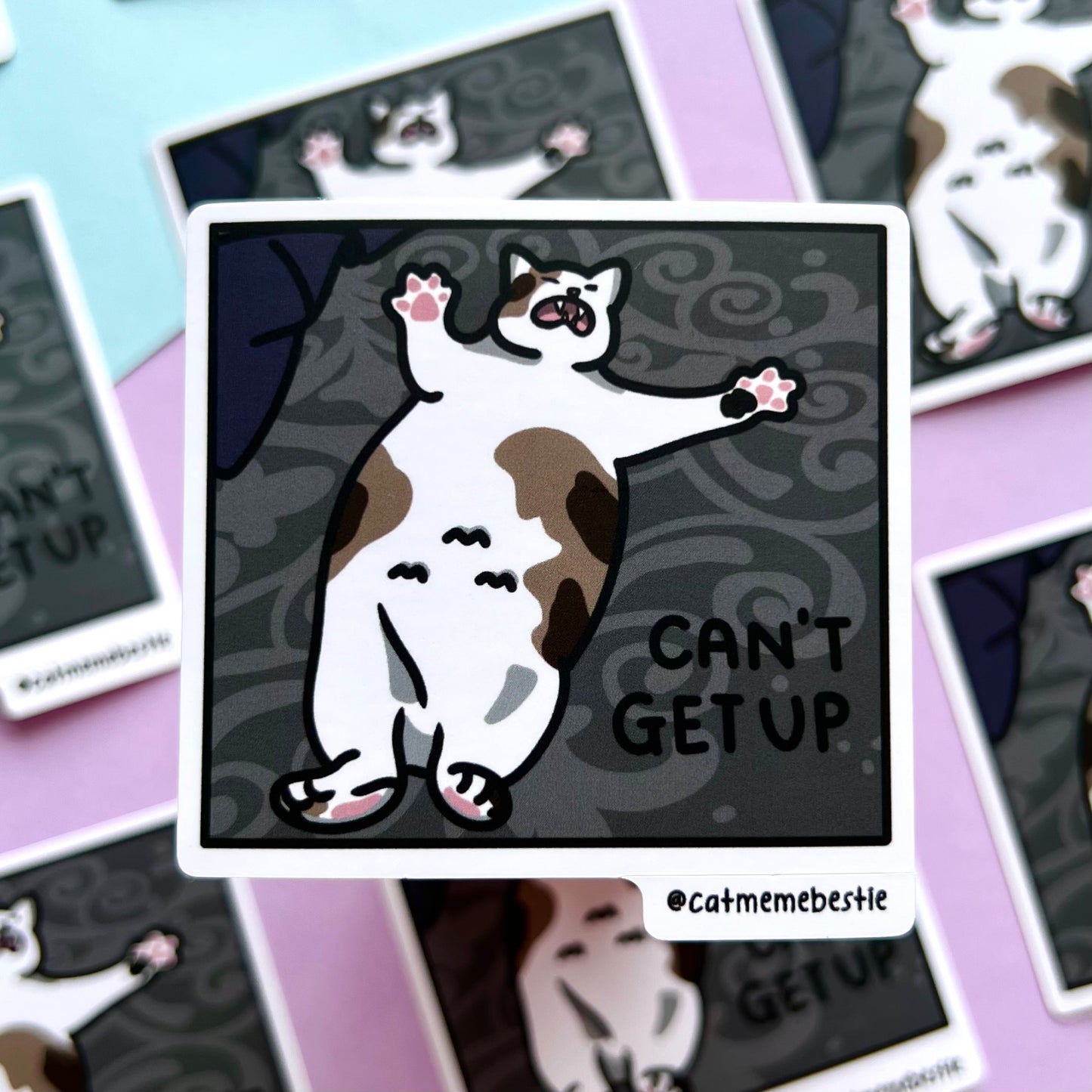 "can't get up" sticker