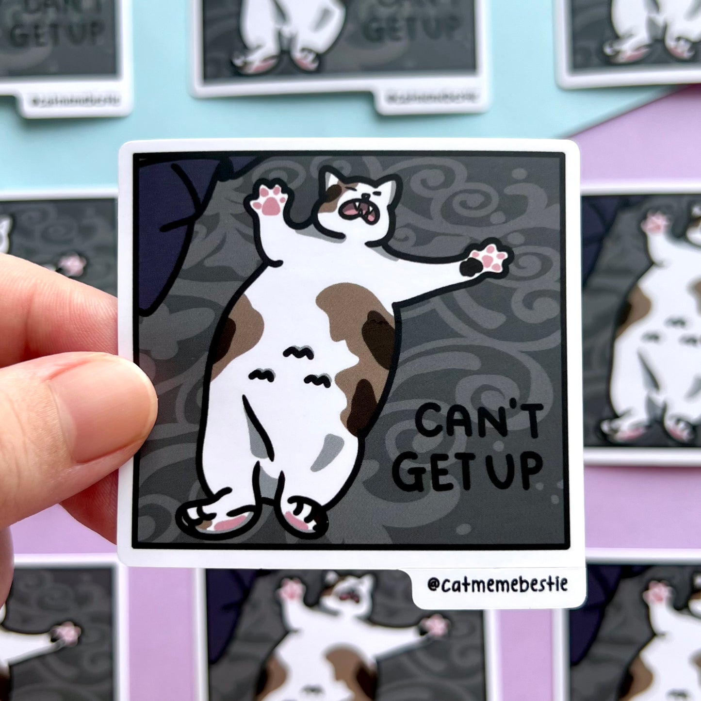 "can't get up" sticker