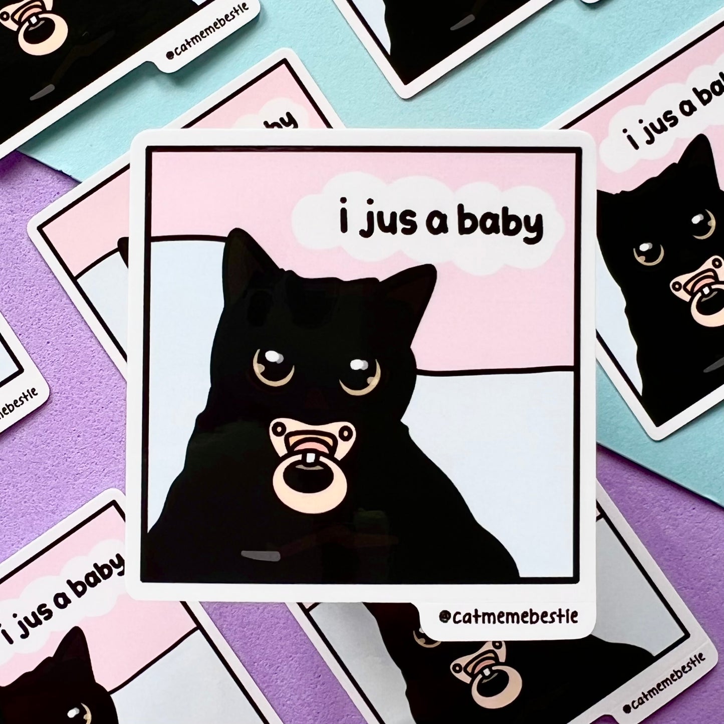 "i just a baby" sticker