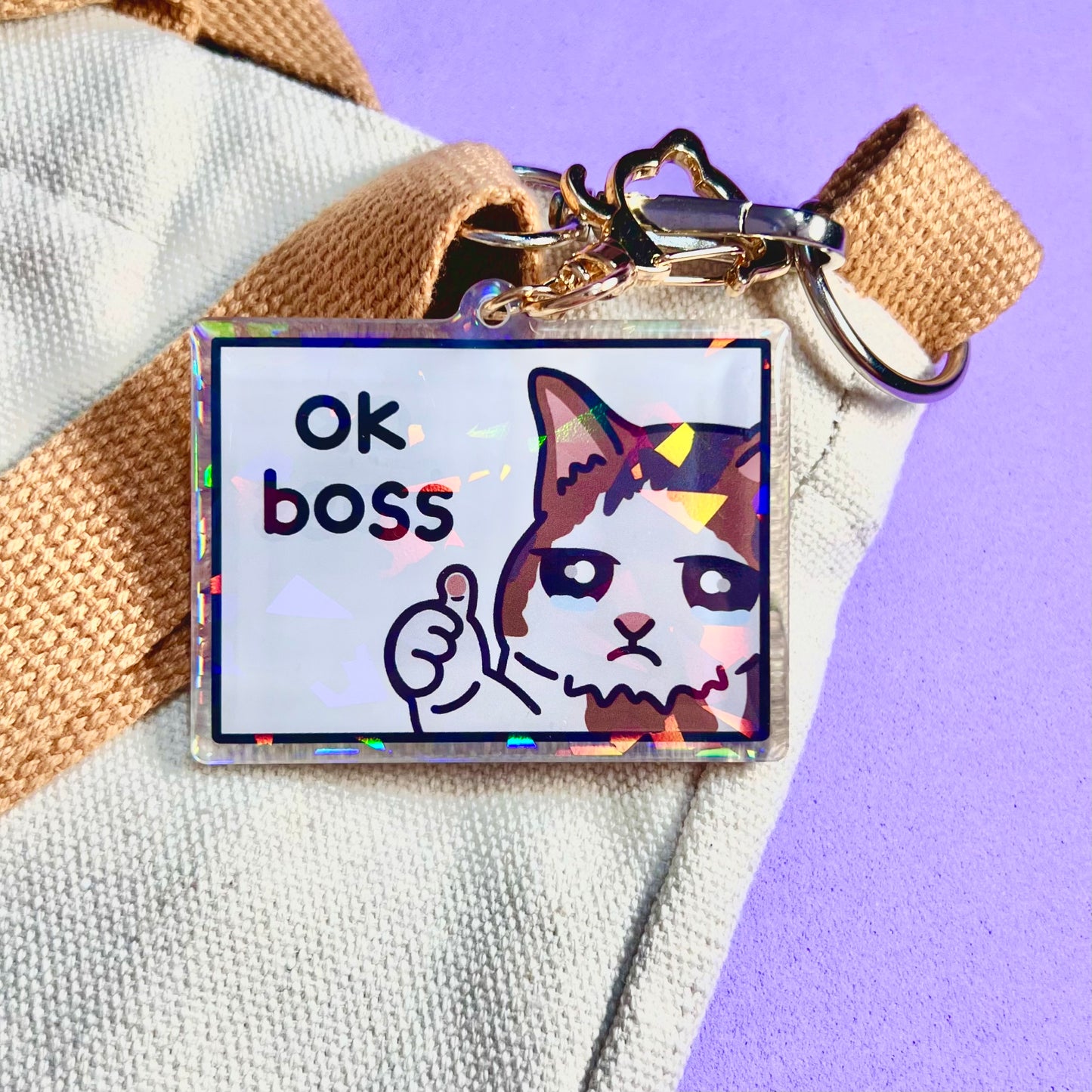 "ok boss" keychain