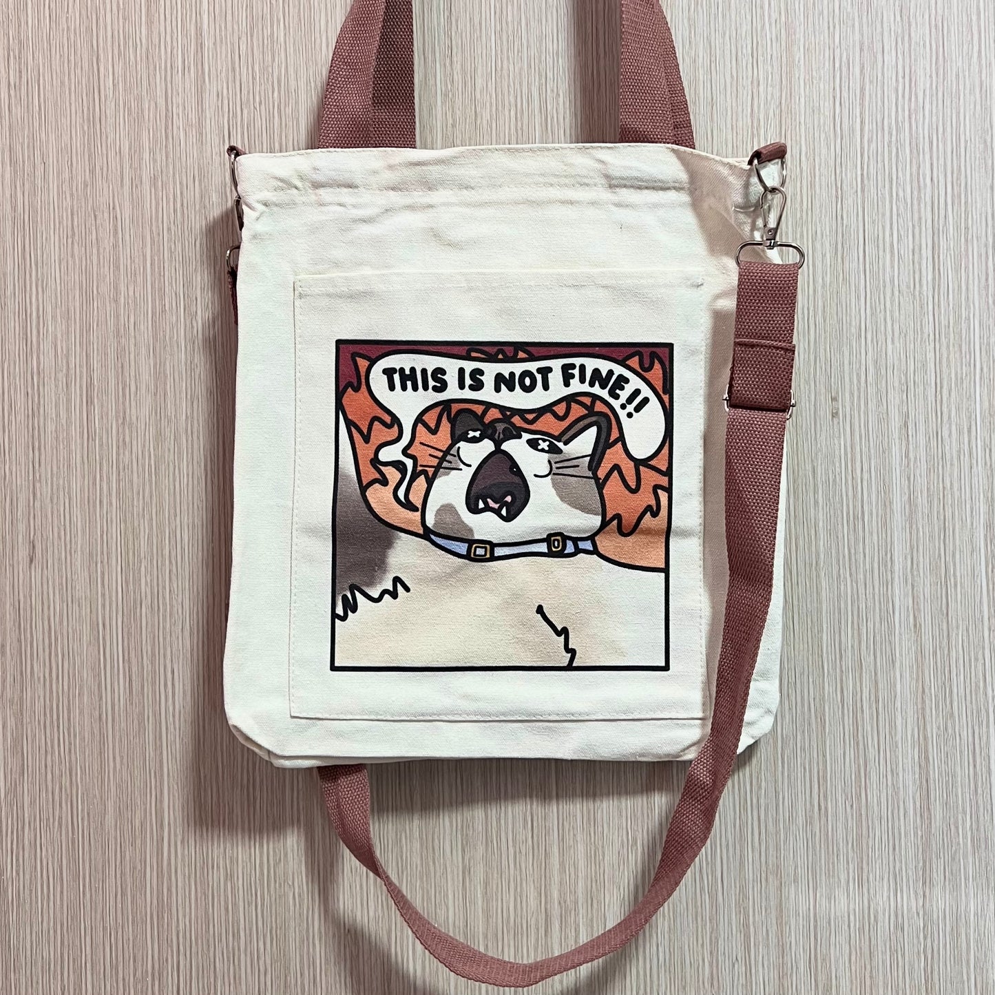 "this is not fine" tote bag