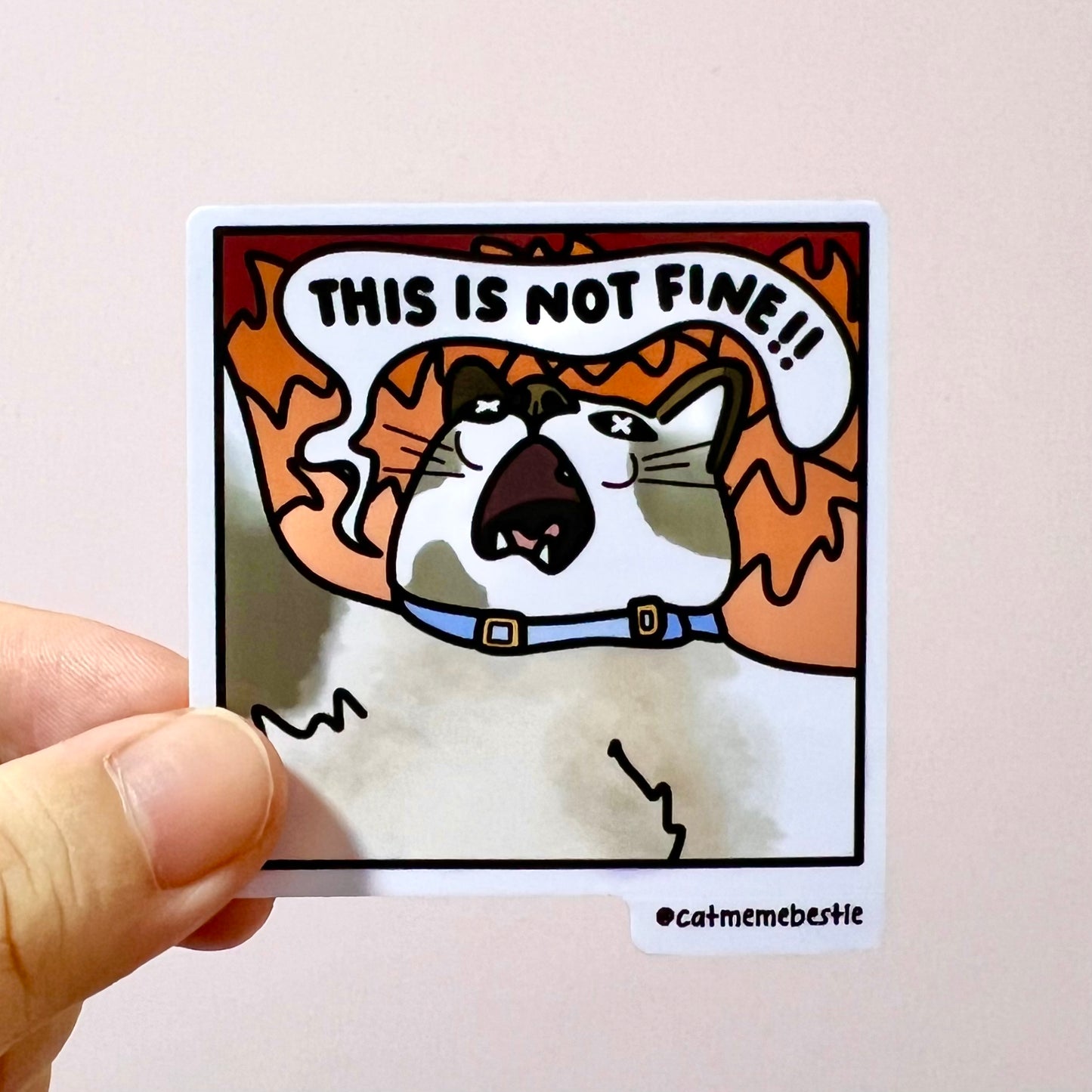 "this is not fine" sticker