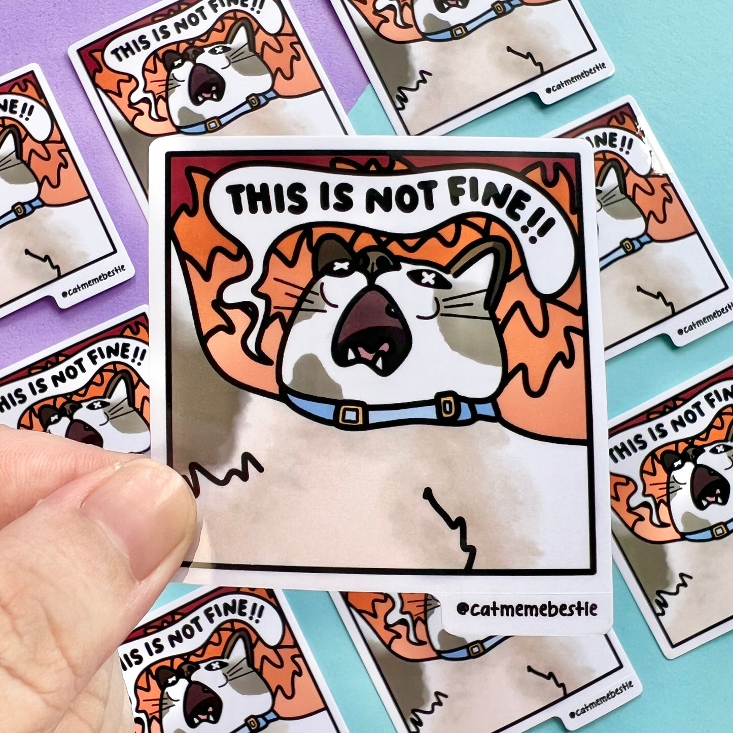 "this is not fine" sticker