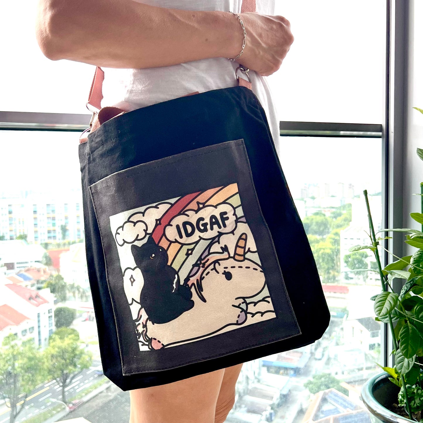 "IDGAF" tote bag