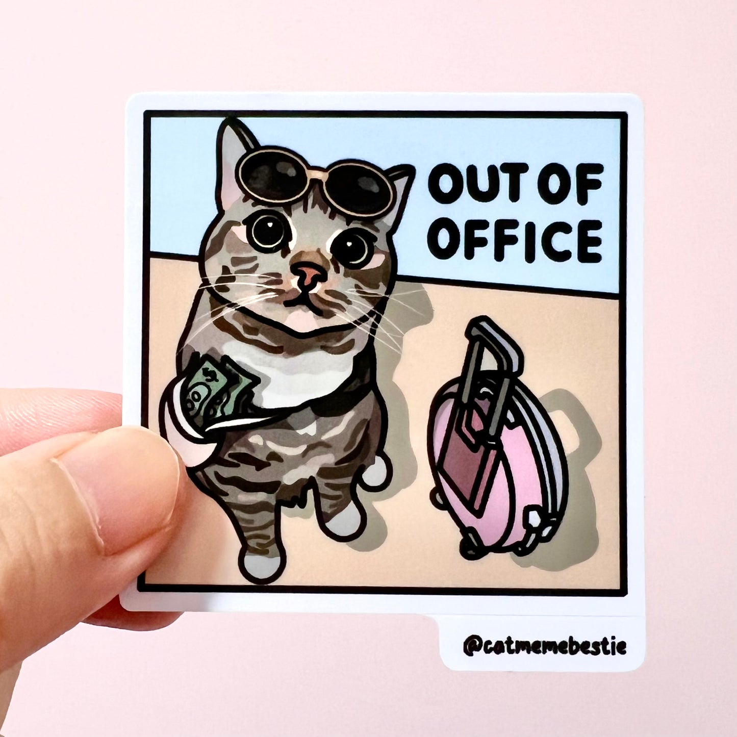 "out of office" sticker