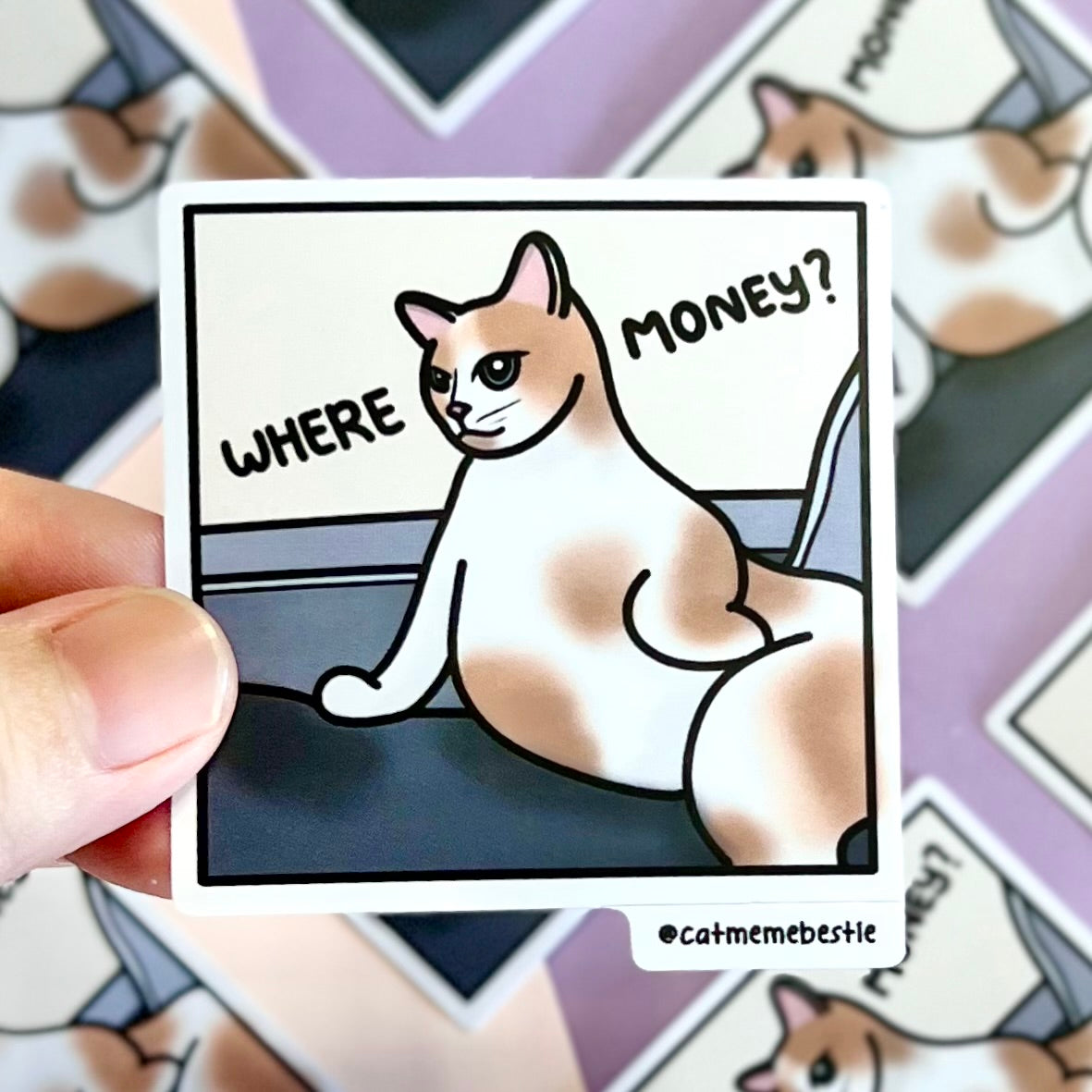 "where money?" sticker