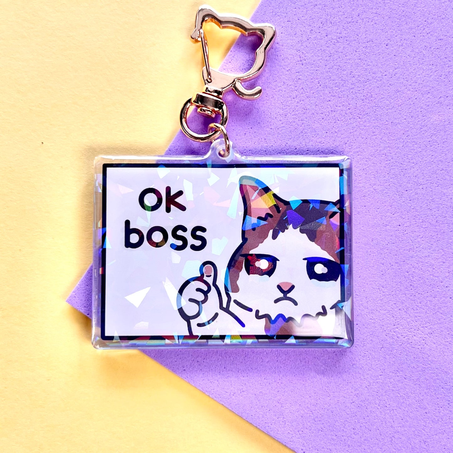 "ok boss" keychain