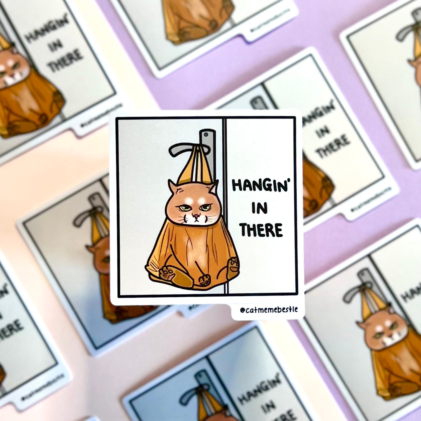 "hangin' in there" sticker