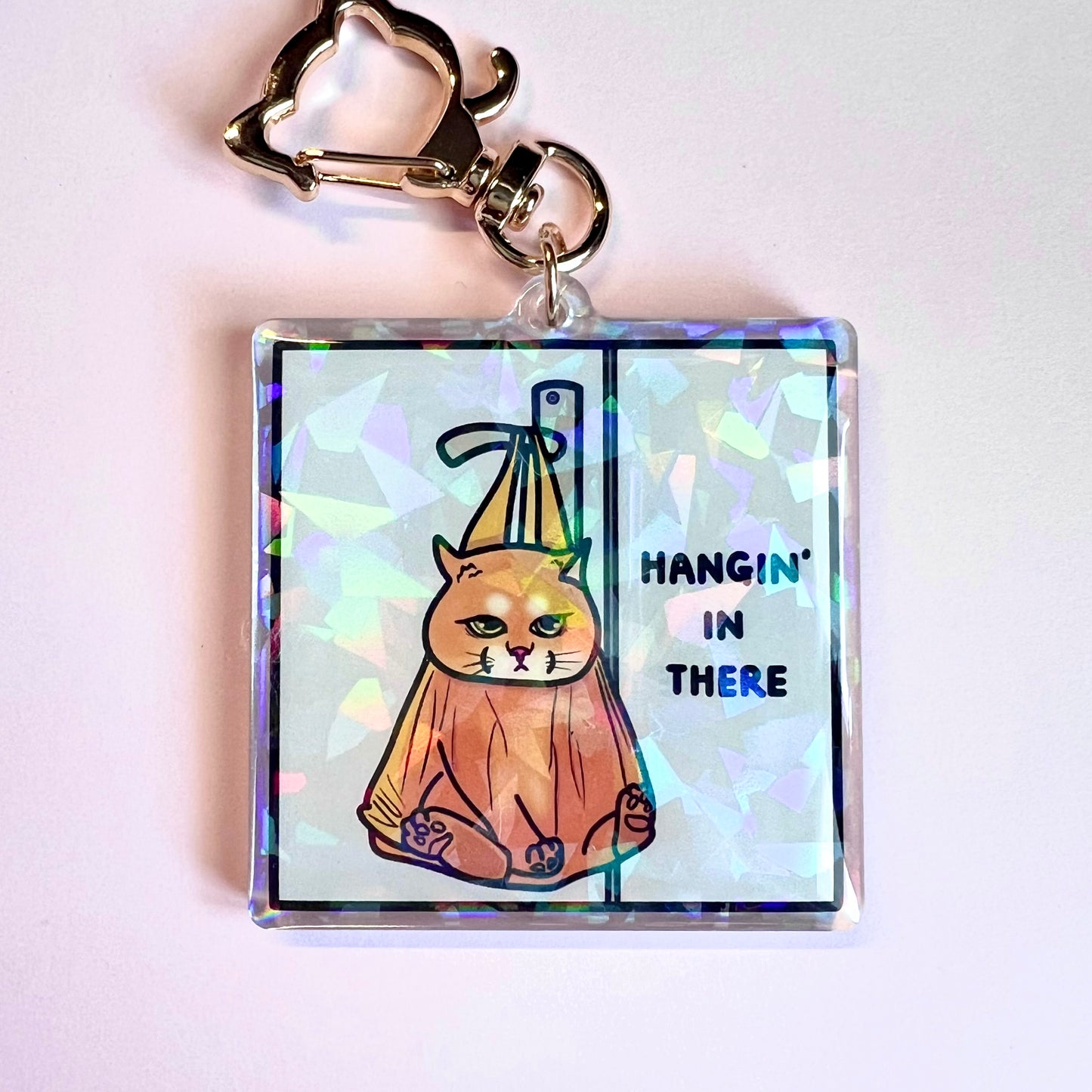 "hangin' in there" keychain