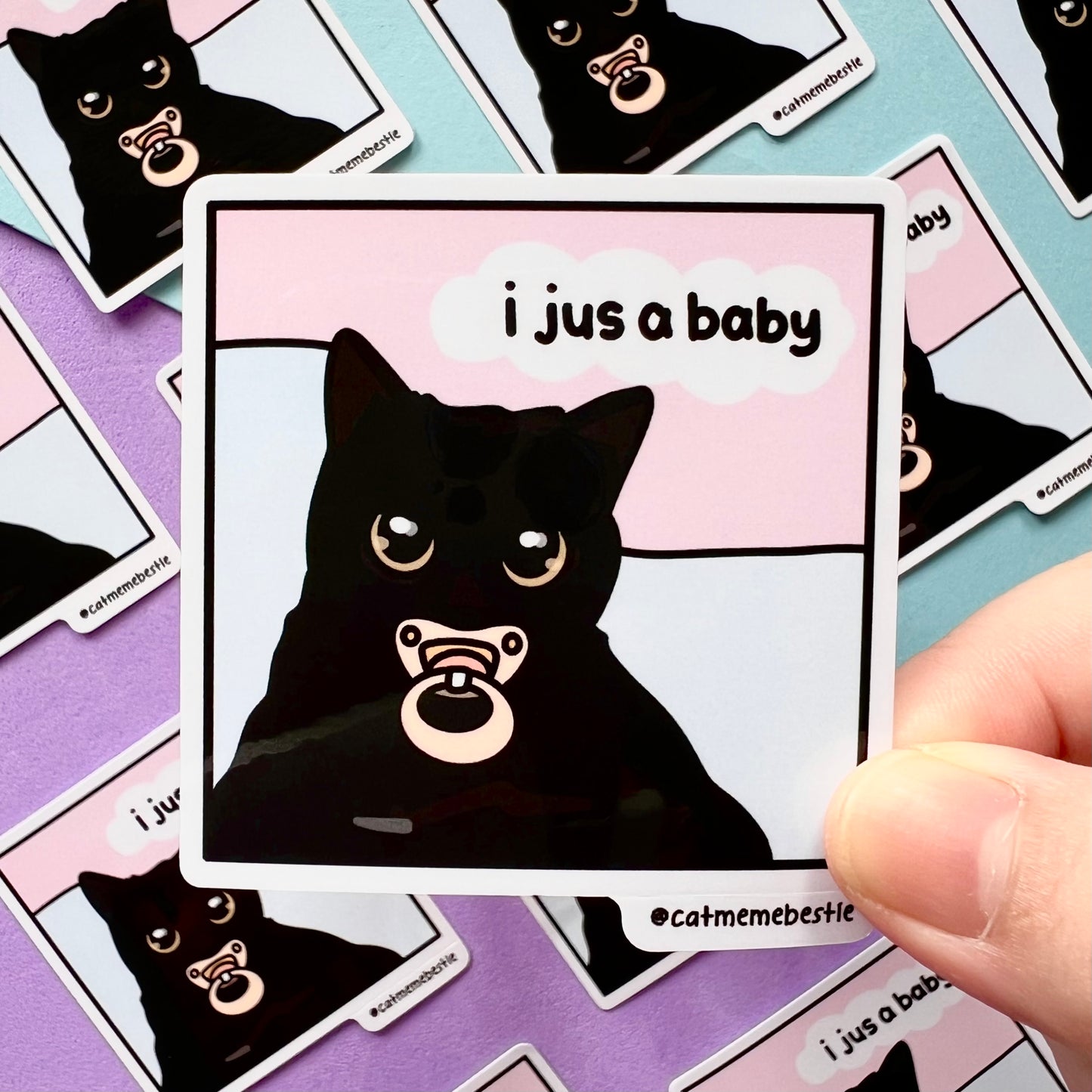 "i just a baby" sticker