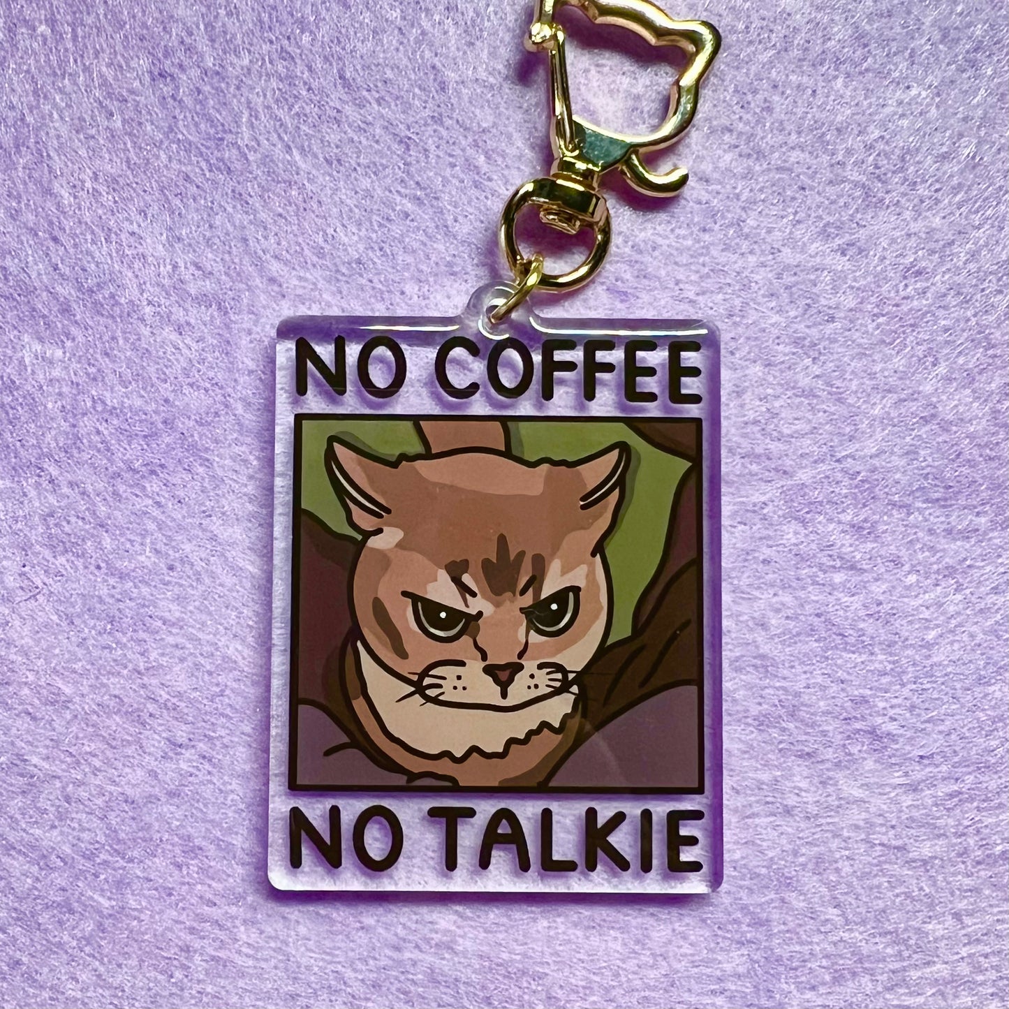 "no coffee no talkie" keychain