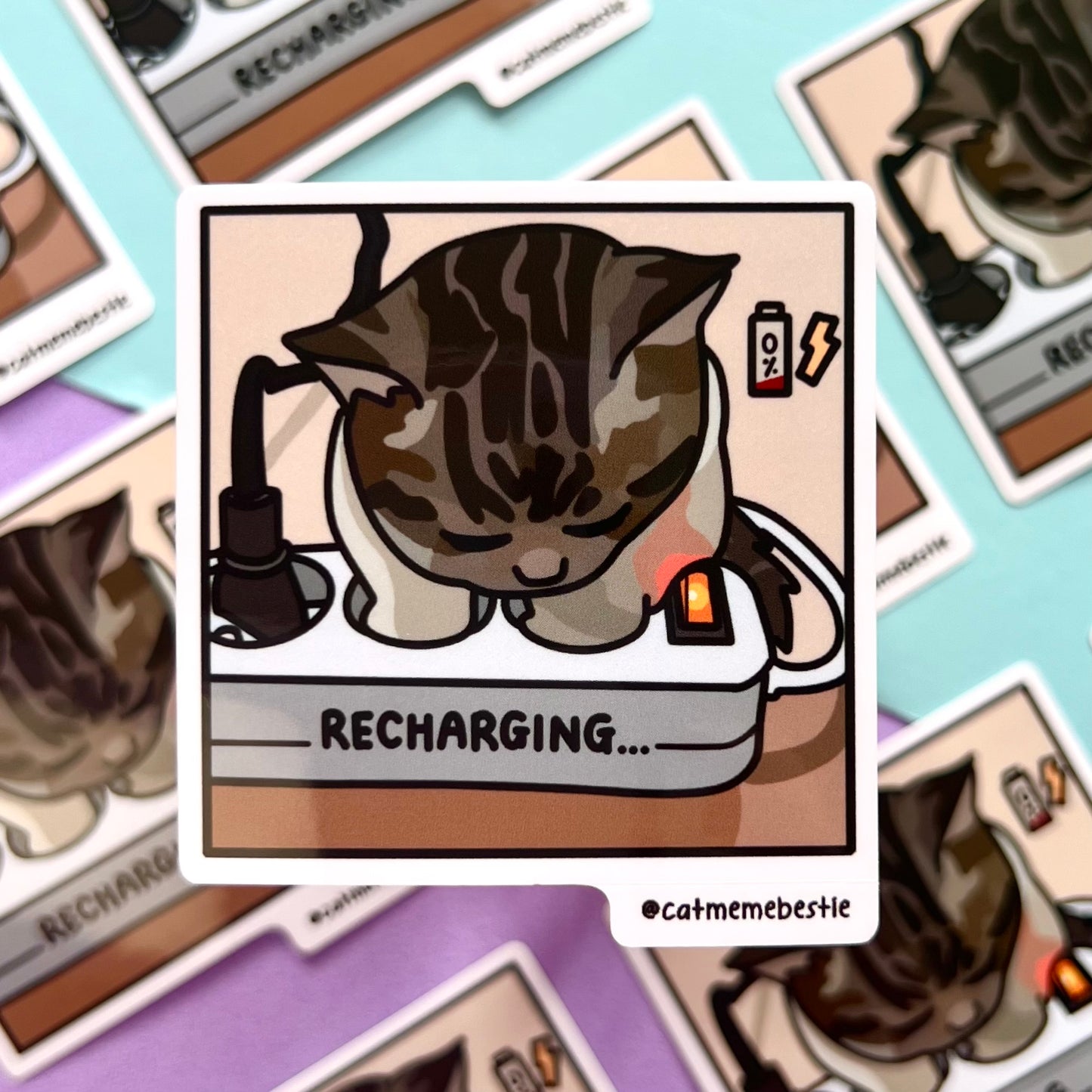 "recharging" sticker