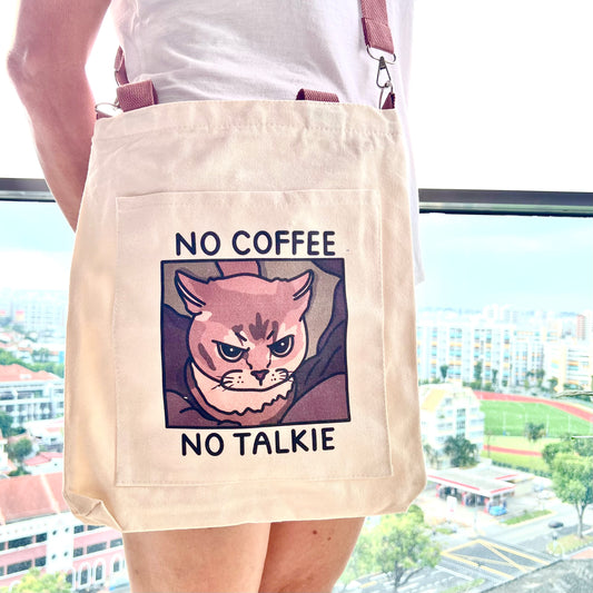 "no coffee no talkie" tote bag