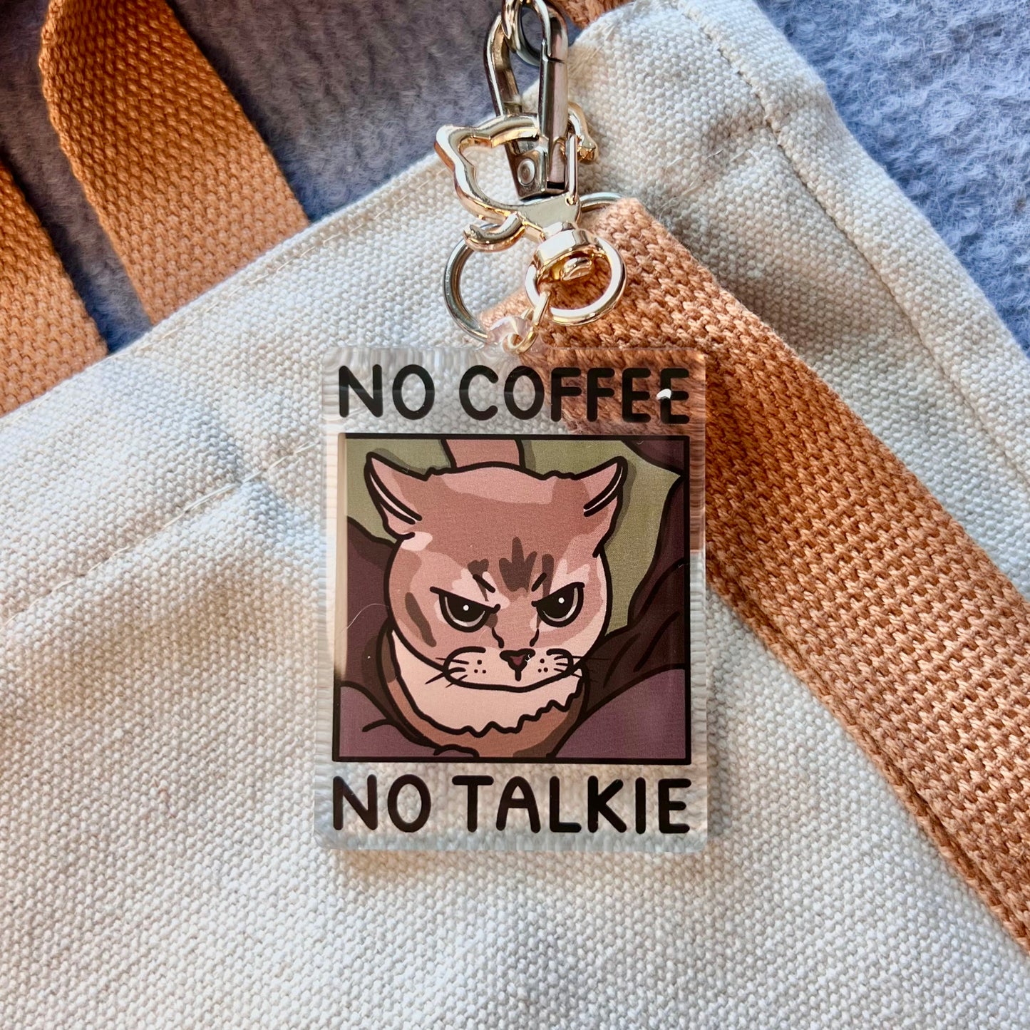 "no coffee no talkie" keychain