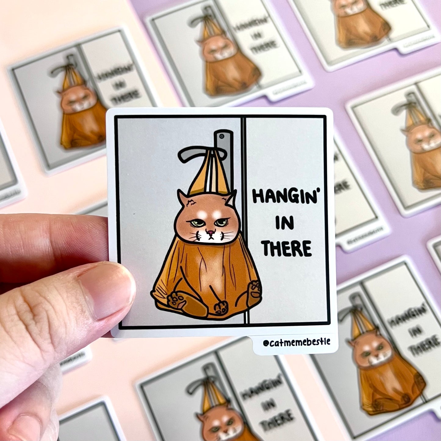 "hangin' in there" sticker