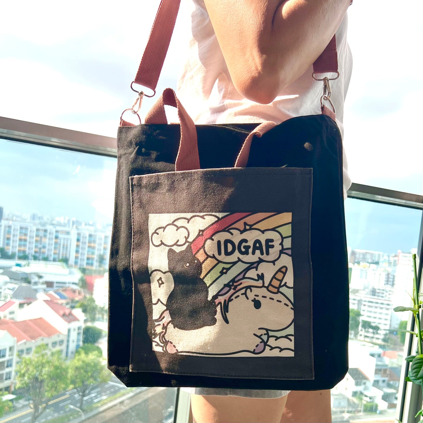 "IDGAF" tote bag