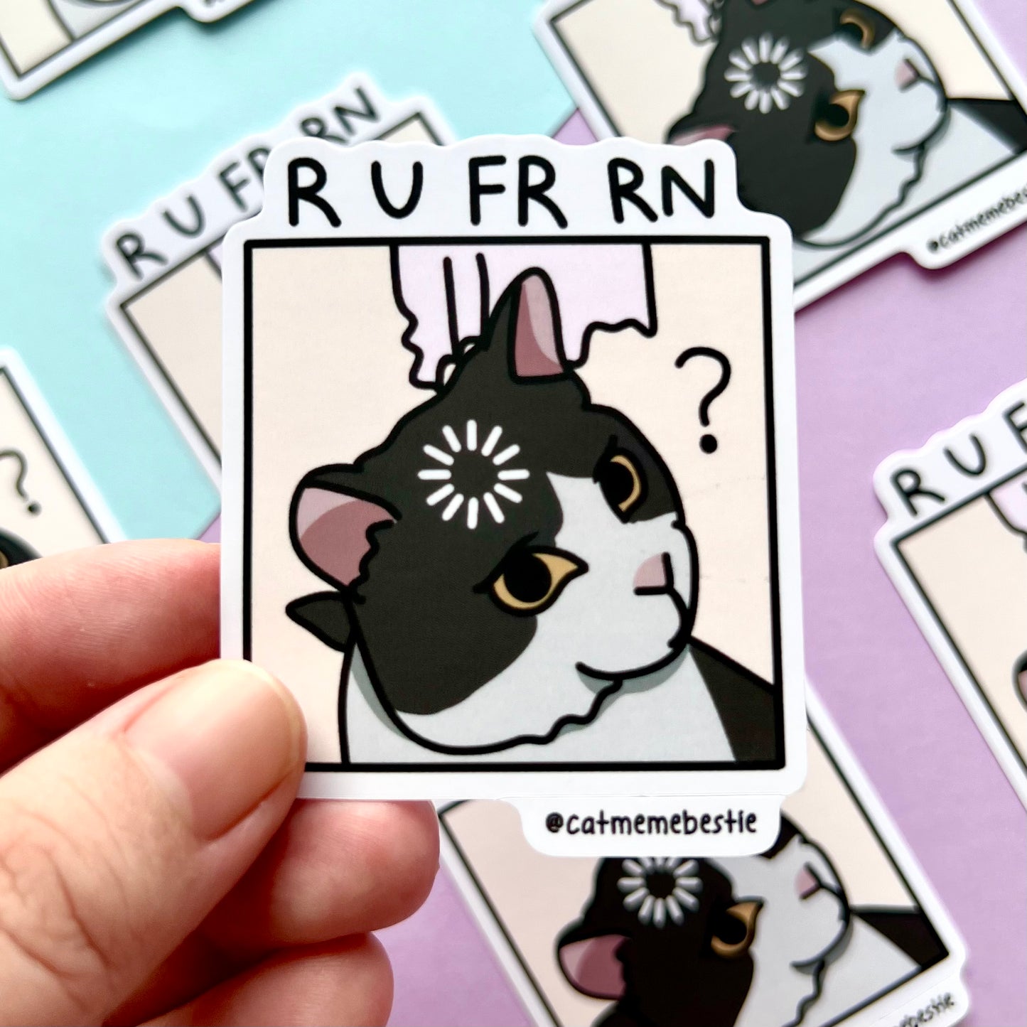 "r u fr rn" sticker