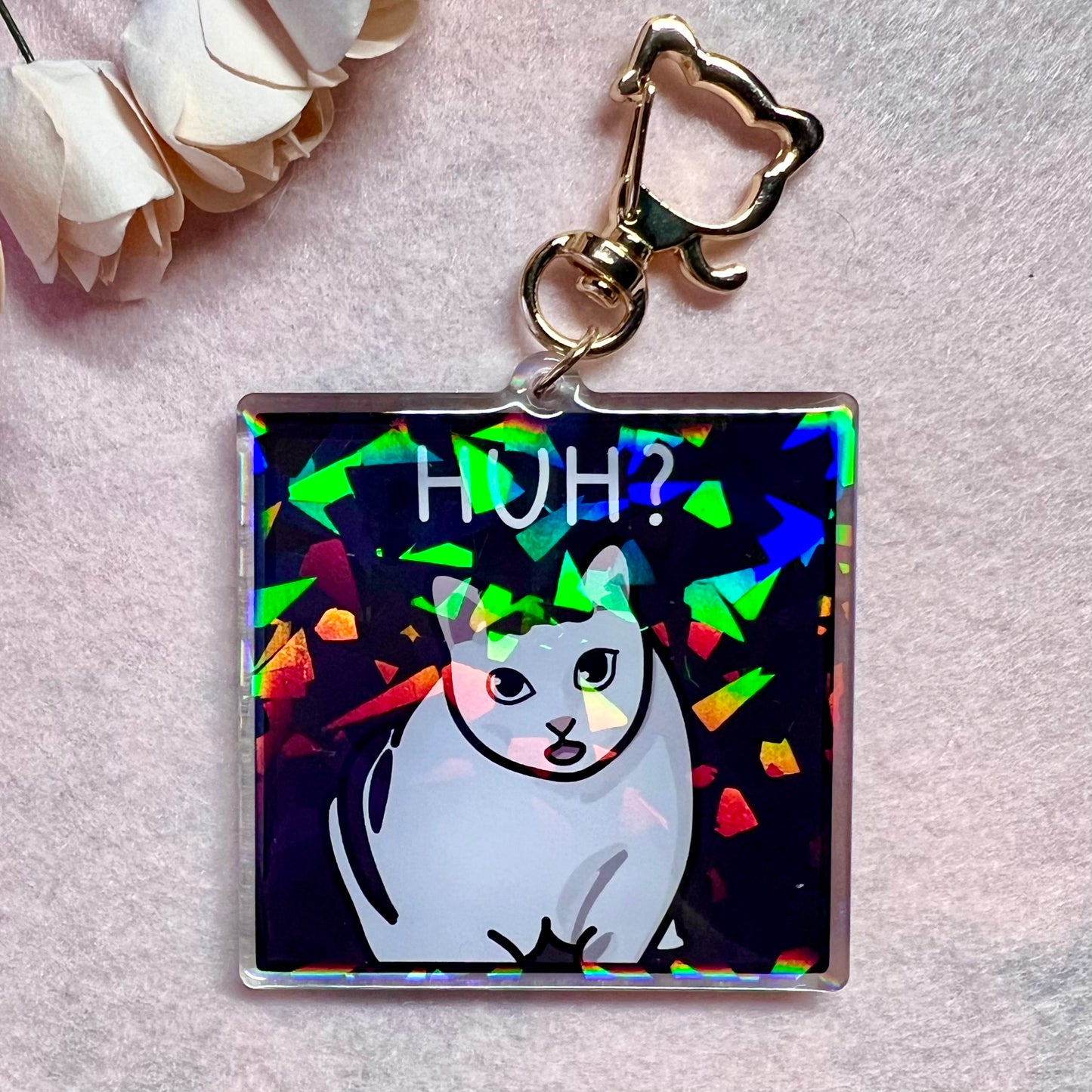 "huh" keychain