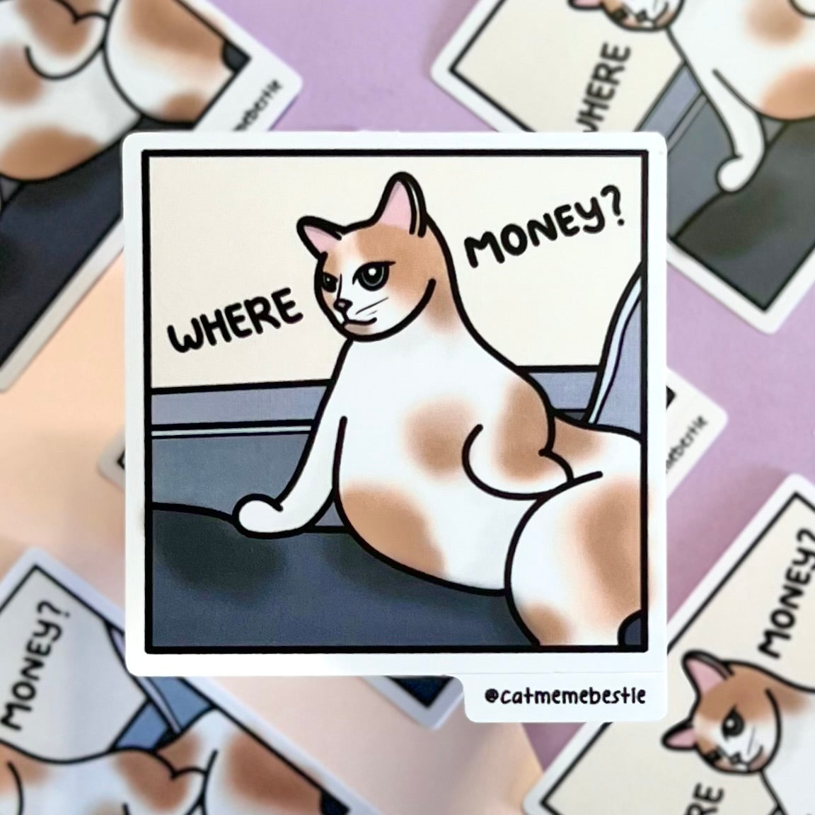 "where money?" sticker