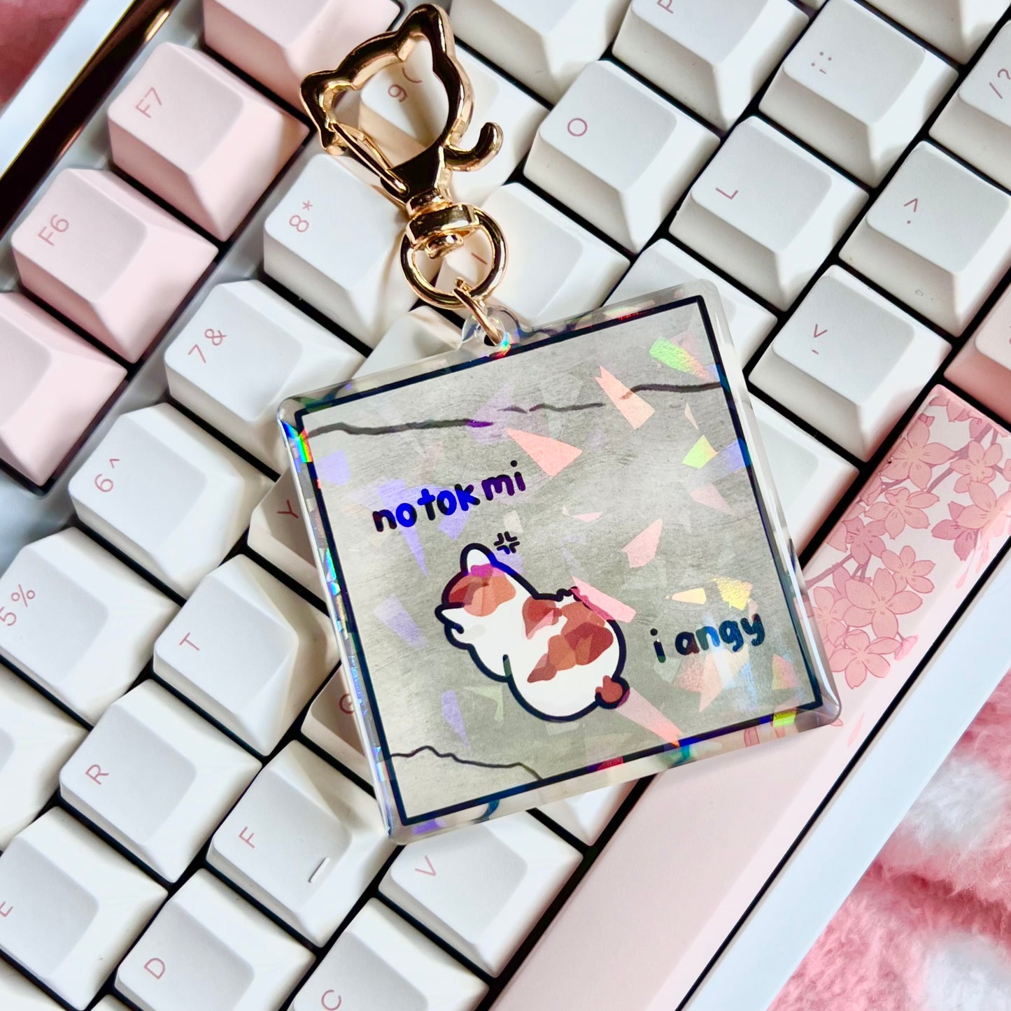 "no tok mi i angy" keychain