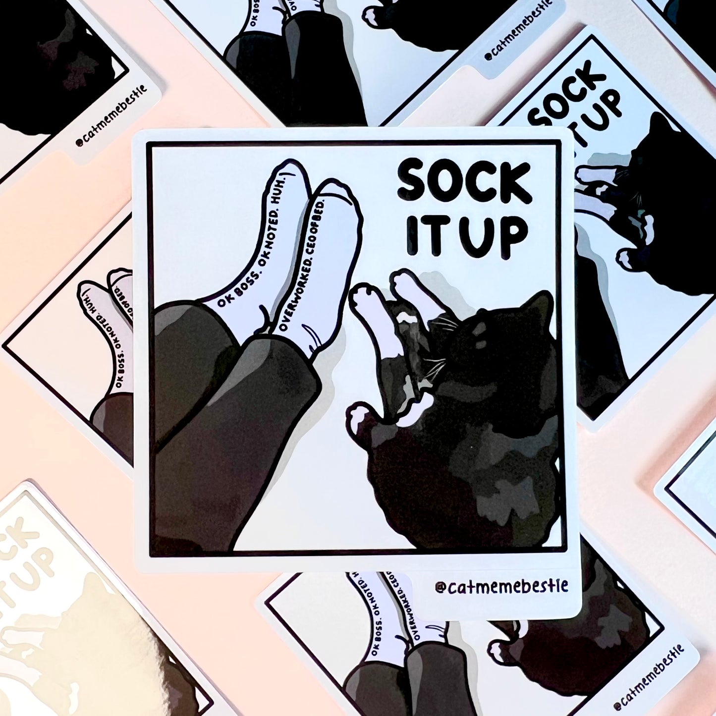 "sock it up" sticker