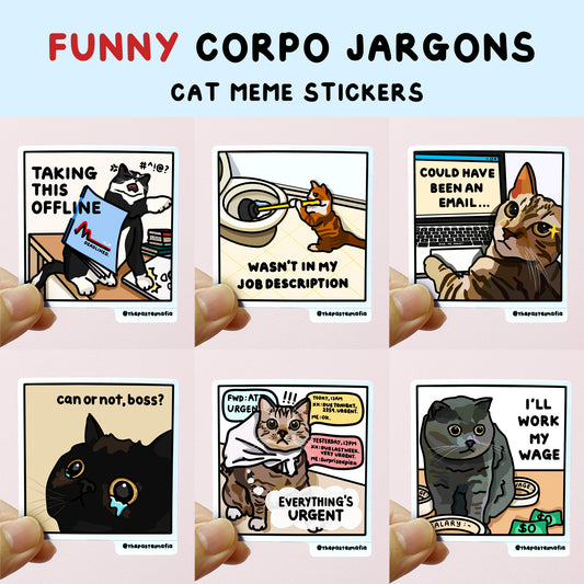 "funny corporate jargons" cat meme stickers