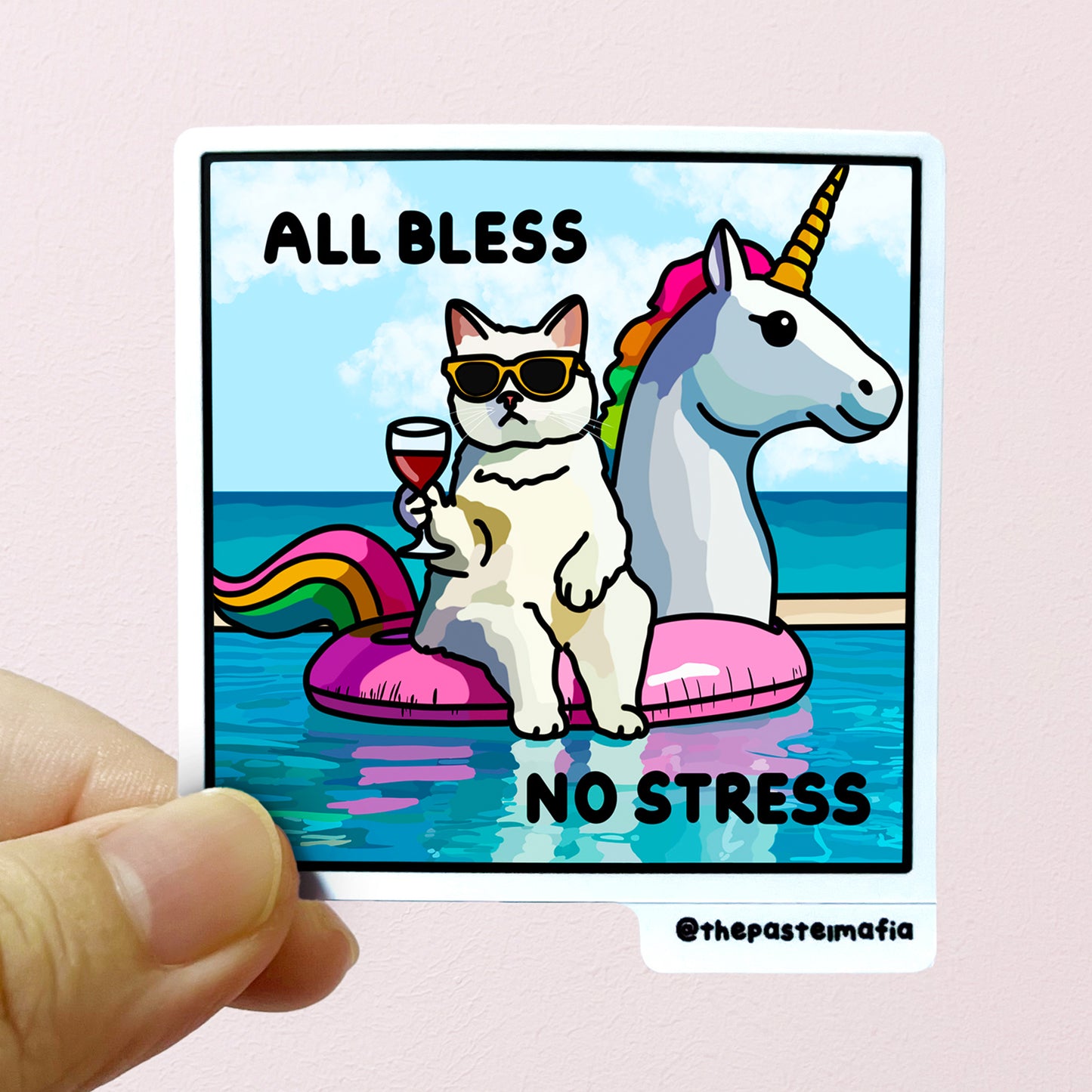 "all bless no stress" sticker