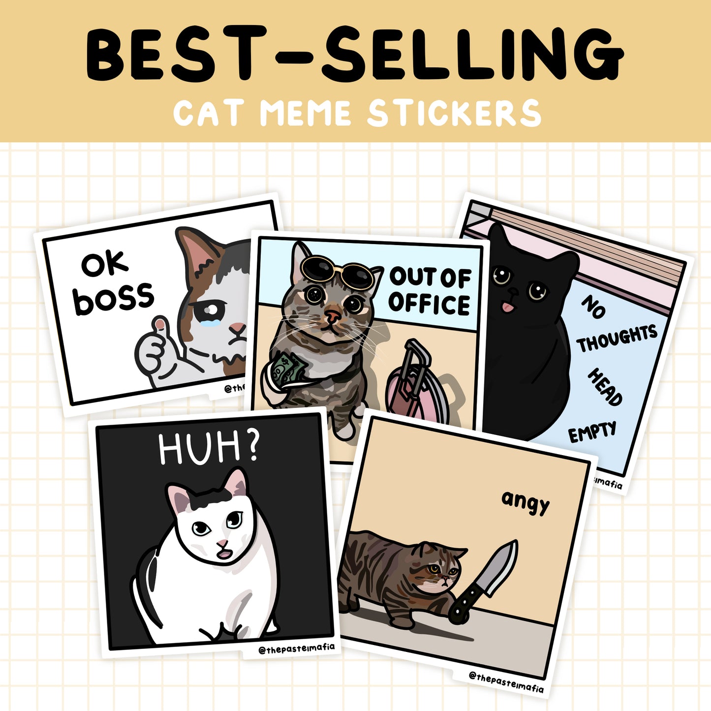 "best sellers" cat meme stickers