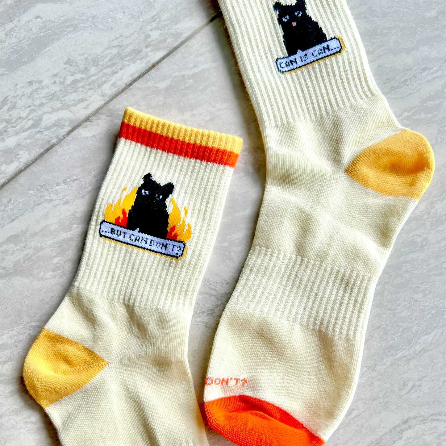 "can is can, but can don't?" unisex crew socks