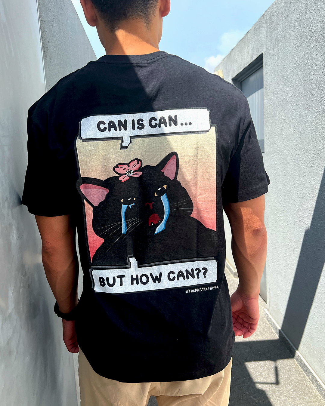 (limited) "can is can, but how can?" cat meme graphic t-shirt