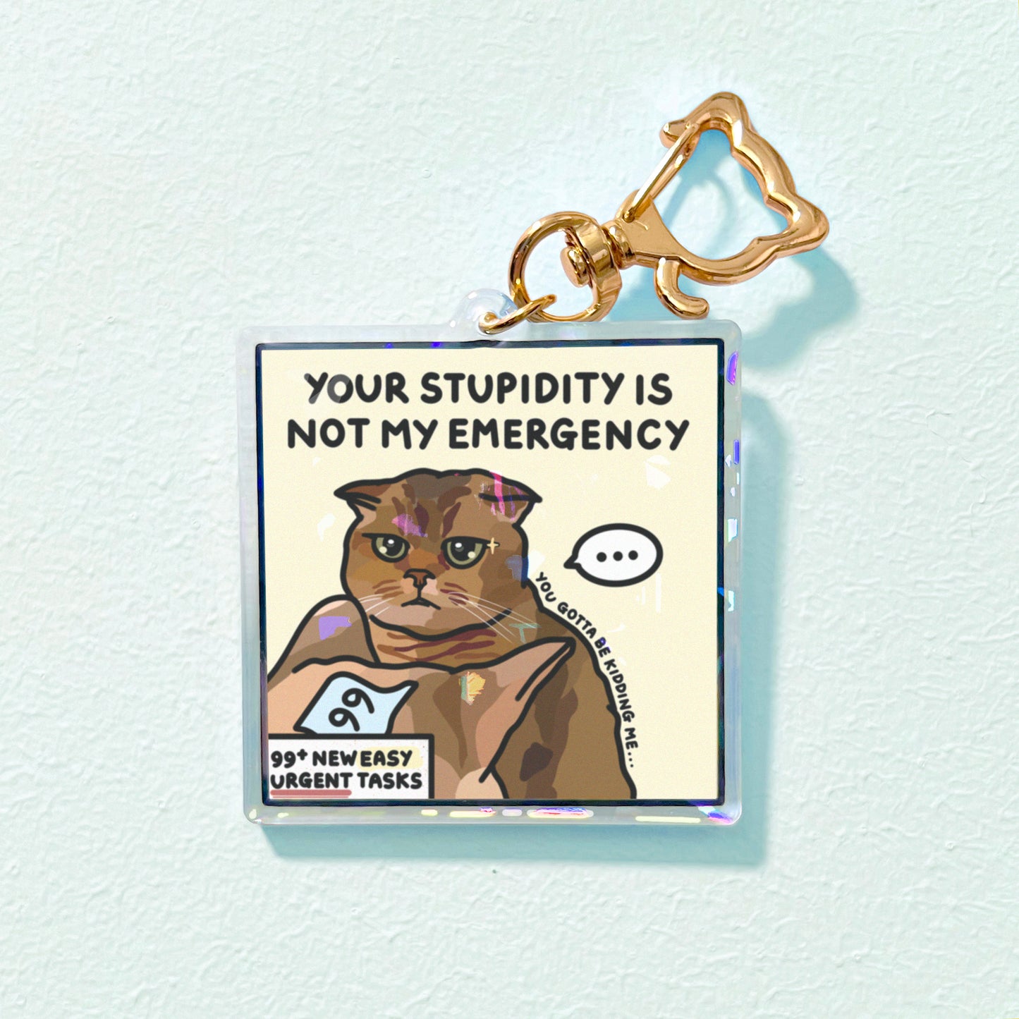 "your stupidity is not my emergency" keychain