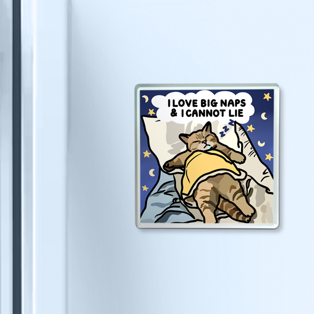 "i love big naps and i cannot lie" acrylic magnet