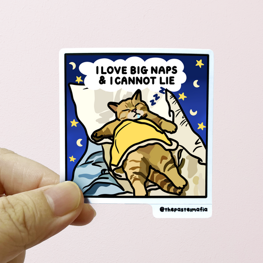 "i love big naps and i cannot lie" sticker