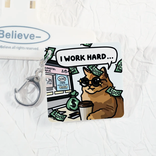 (limited) "i work hard to add to cart" lenticular keychain