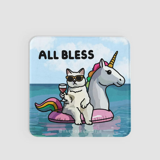 "all bless no stress" lenticular sticker
