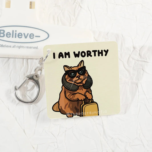 (limited) "i am worthy. of a million bucks." lenticular keychain