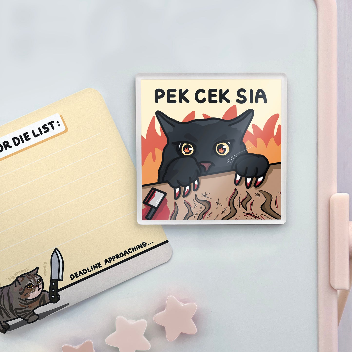 "pek cek sia" acrylic magnet